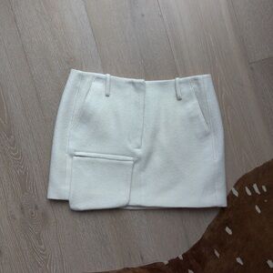 Tibi Cream Boiled Wool Skirt